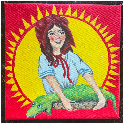 Raisin Woman with Lizard Creature Print